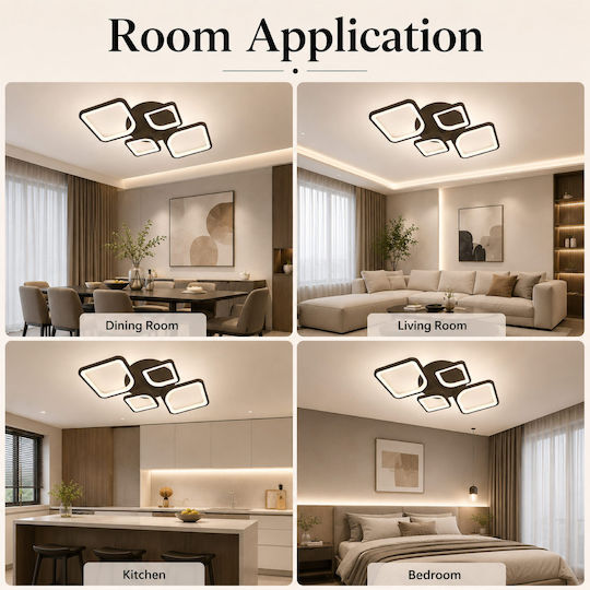 Lightplanet Smart Deckenleuchte Braun mit Integrierter LED und Fernbedienung