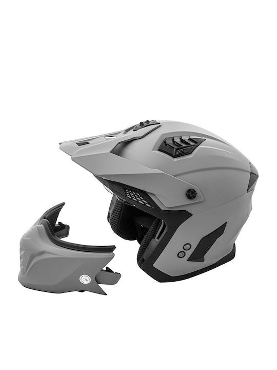A-Pro Alien Matt Сиво Каска за Мотор Modular ECE 22.06 1300гр със Sunvisor