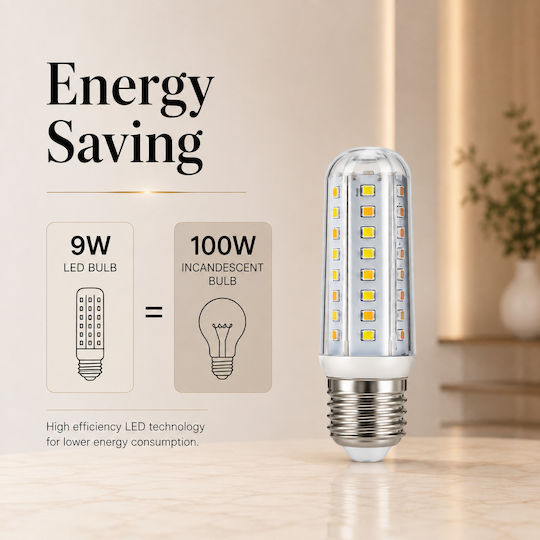Lightplanet Bec LED 9W Pentru Dulie E27 și Formă T10