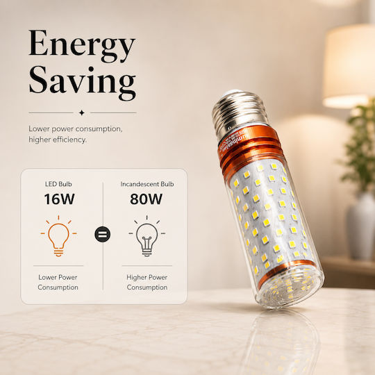 Lightplanet Bec LED 16W Pentru Bază De Bec E27 Alb Cald