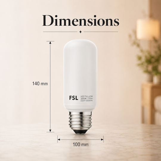 Lightplanet Bec LED 6.5W Pentru Bază De Bec E27 și Formă T10 Alb Cald