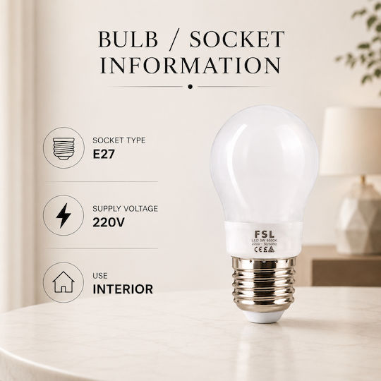 Lightplanet Bec LED 3W Pentru Bază De Bec E27 Alb Rece