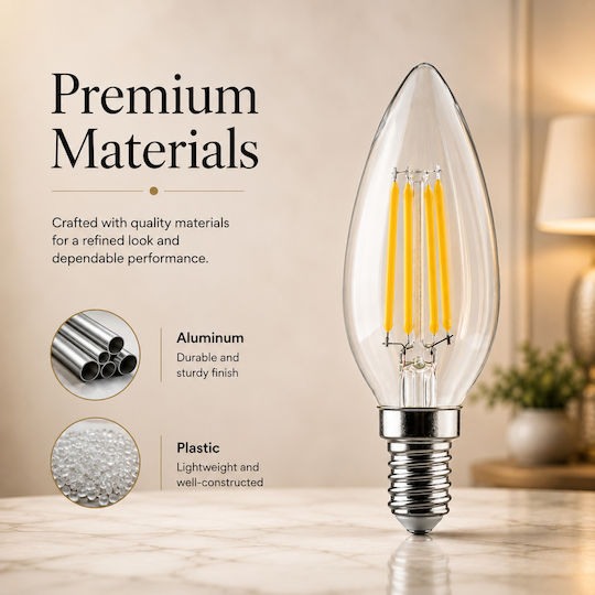Lightplanet Bec LED 4W Pentru Bază De Bec E14 Și Formă C35 Alb Rece