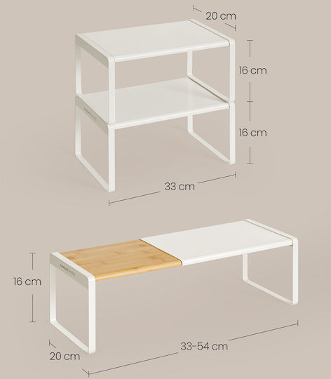 Songmics Επιτραπέζια Βάση Bamboo 2τμχ Λευκή