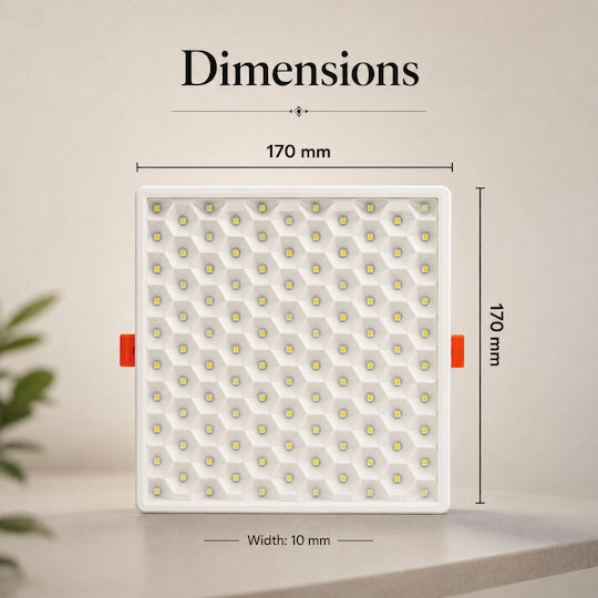 Lightplanet Încastrat Panou LED Putere 22W cu Alb Rece Lumini