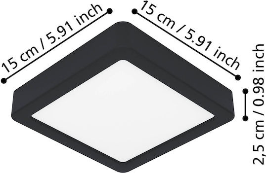 Eglo Fueva Deckenleuchte Montieren 15cm Schwarz