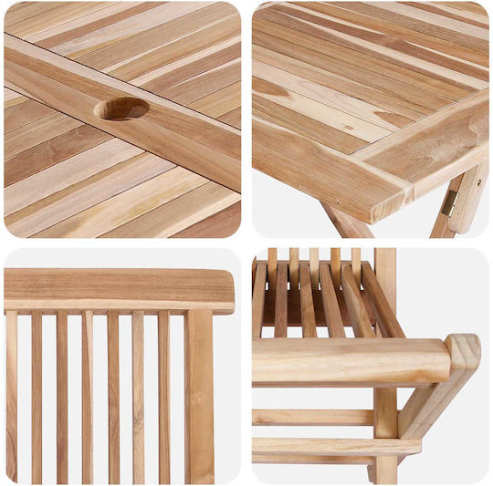 Set Sala De Mese Pentru Exterior Solid 5 Piese VidaXL Cu Suport Pentru Umbrelă