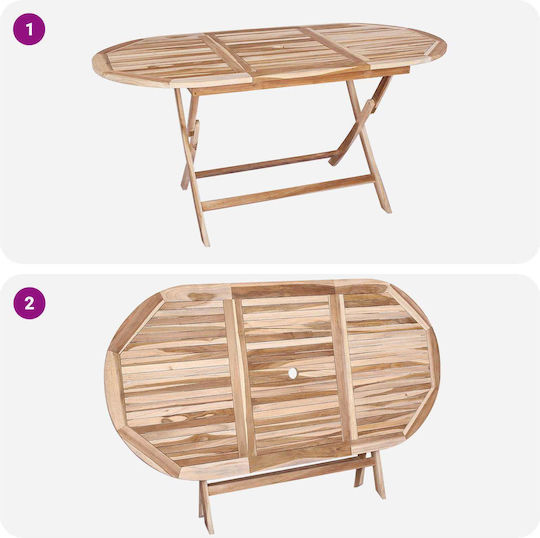 Garten- und Outdoor-Möbelsets Wohnzimmer Typsatz 9 Stück Natur mit Sonnenschirmhalter