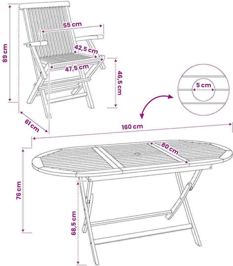 Garten- und Outdoor-Möbelsets Wohnzimmer Typsatz 9 Stück Natur mit Sonnenschirmhalter