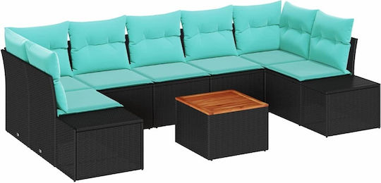 Garten- und Outdoor-Möbelsets Wohnzimmer Typsatz 8 Stück Türkis mit Kissen