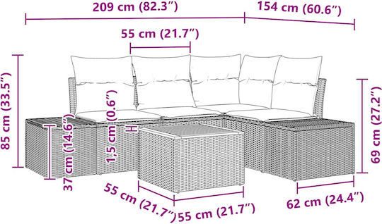 Garten- und Outdoor-Möbelsets Wohnzimmer Typsatz 5 Stück mit Kissen Vidaxl