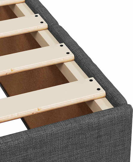 Einzelbett Mit Stoff Dunkelgrau Mit Lattenrost & Matratze 80x200cm