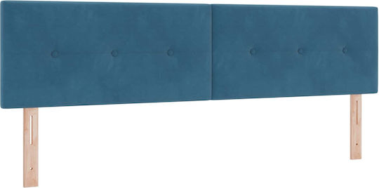 Легло King Size Облечено в Тъмно Синьо Кадифе с Дъски и Матрак 180x200см