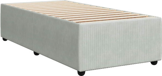 Einzelbett Mit Samt Bezogen Helles Grau Mit Lattenrost & Matratze 90x190cm