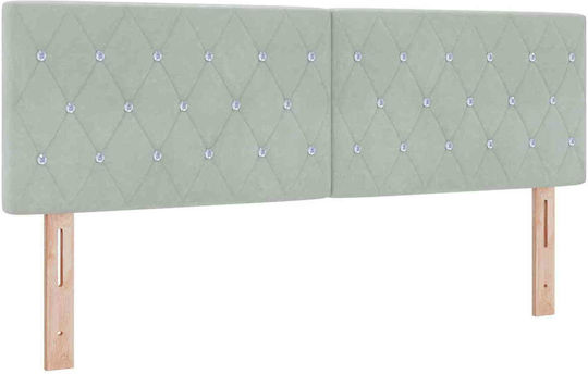 Doppelbett Mit Samt Bezogen Helles Grau Mit Lattenrost & Matratze 140x200cm