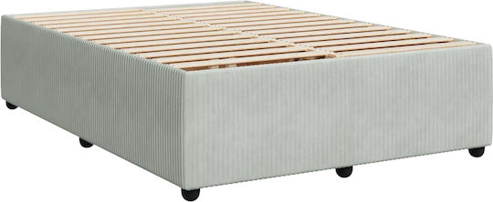Doppelbett Mit Samt Bezogen Helles Grau Mit Lattenrost & Matratze 140x200cm