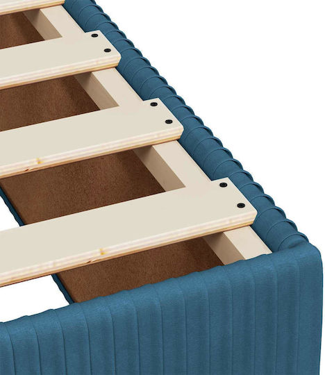 Doppelbett Mit Samt Dunkelblau Mit Lattenrost & Matratze 140x190cm