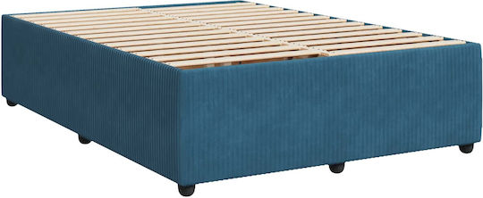 Doppelbett Mit Samt Dunkelblau Mit Lattenrost & Matratze 140x190cm