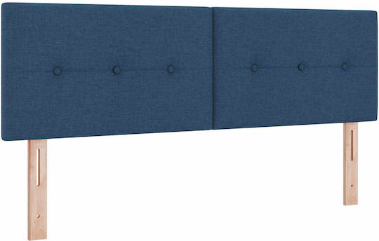 Double Bed Upholstered with Fabric Blue with Slats and Mattress 160x200cm
