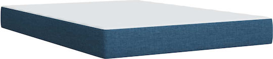 Double Bed Upholstered with Fabric Blue with Slats and Mattress 160x200cm