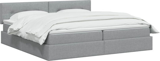 Wandbett King Size Bezogen mit Samt Hellgrau mit Lattenrost & Matratze 200x200cm