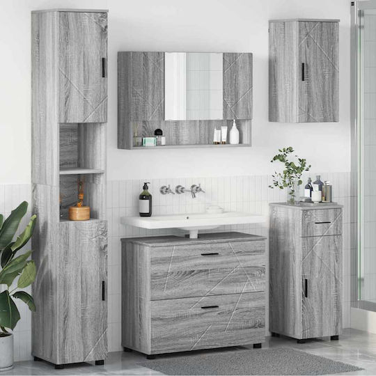 vidaXL Πάγκος με Νιπτήρα, Καθρέπτη & Στήλη Μ30xΒ35xΥ192cm Γκρι Sonoma