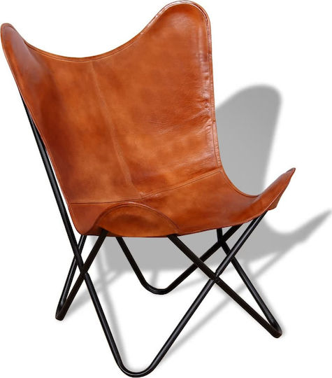 Sessel aus echtem Leder Braun 74x66x90cm