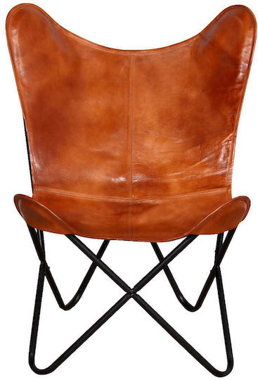 Sessel aus echtem Leder Braun 74x66x90cm