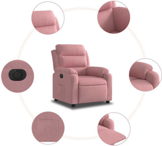 Πολυθρόνα Relax με Υποπόδιο Βελούδινη Ροζ 75x92.5x100cm