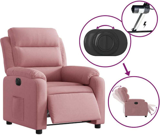 Πολυθρόνα Relax με Υποπόδιο Βελούδινη Ροζ 75x92.5x100cm
