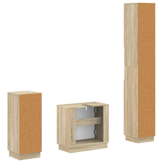 vidaXL Badezimmer Waschtisch-Einheiten Ohne Waschbecken mit Schrank & Säule Aus Bearbeitetem Holz