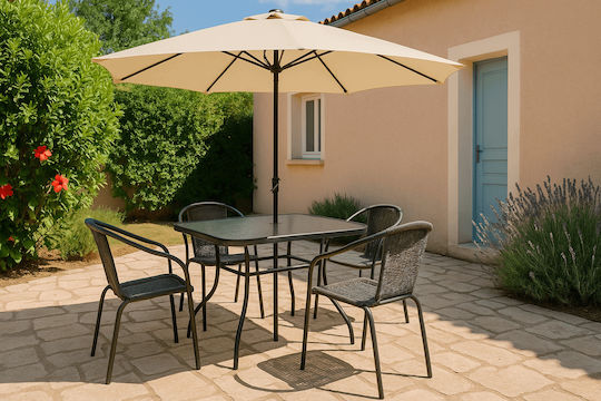 Garten- und Terrassen-Sonnenschirm Rundschreiben Metall Grizel Beiges Φ2.7m