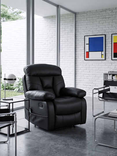 Grate Relax Armchair Massage with Footstool from Leatherette Black 89x97x105cm