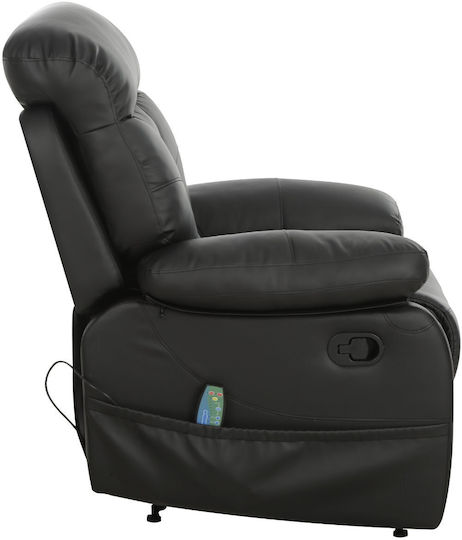 Grate Relax Armchair Massage with Footstool from Leatherette Black 89x97x105cm