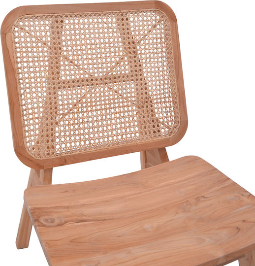 Viborg Πολυθρόνα Φυσικό Teak Ξύλο / Φυσικό Rattan 60x75x87cm