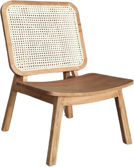 Viborg Πολυθρόνα Φυσικό Teak Ξύλο / Φυσικό Rattan 60x75x87cm