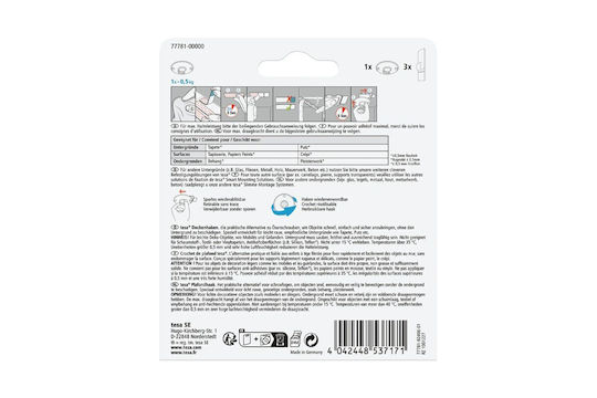 Tesa 77781 Cârlig Cu Autocolant Alb
