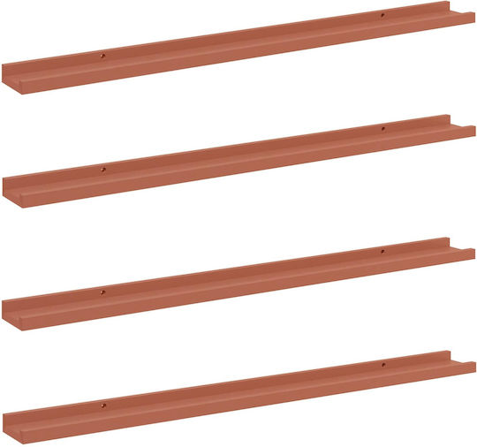 Red Wall Shelves 4 Pieces 100x9x3cm