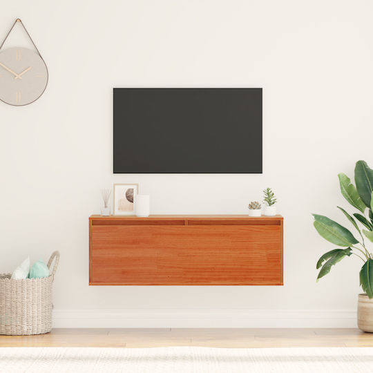 Wall Shelf 100x30x35cm Brown Wax