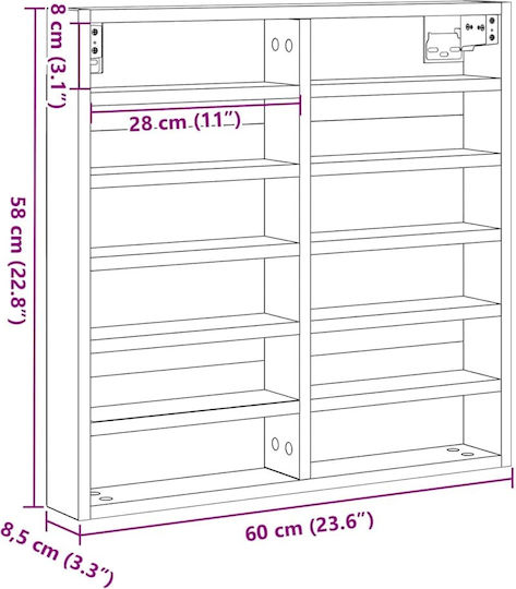 Raft Din Lemn Vechi 60x8.5x58cm