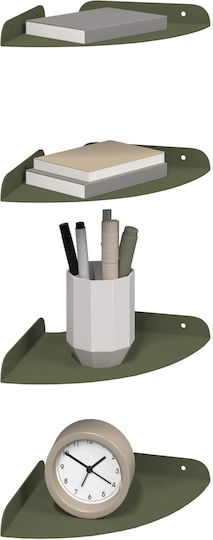 Floating Wall Shelves Olive Green Set of 4 Pieces 18x18x2cm