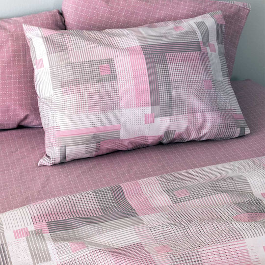 Palamaiki Duvet Cover Set Cotton Queen with 2 Pillowcases 240x250 Fashion Life Fl6252 Pink