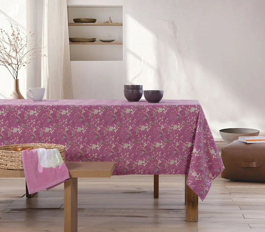 Nef-Nef Homeware Tablecloth Cotton Stain Resistant Odete Mauve 140x180cm