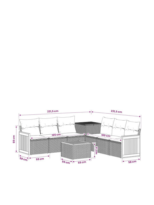 Two-Seater Outdoor Rattan Sofa With Cushions
