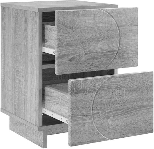 Nachttische Holz Grau 2Stücke 33.5x34.5x50cm