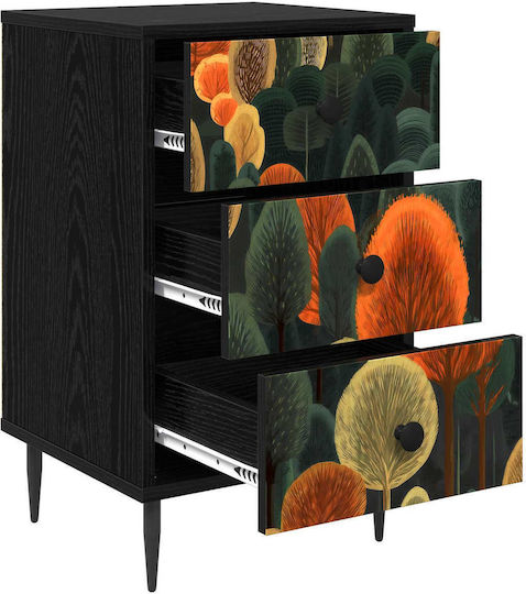 Nachttisch Holz mit Metallbeinen Schwarz 36x33x61cm