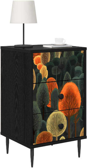 Nachttisch Holz mit Metallbeinen Schwarz 36x33x61cm