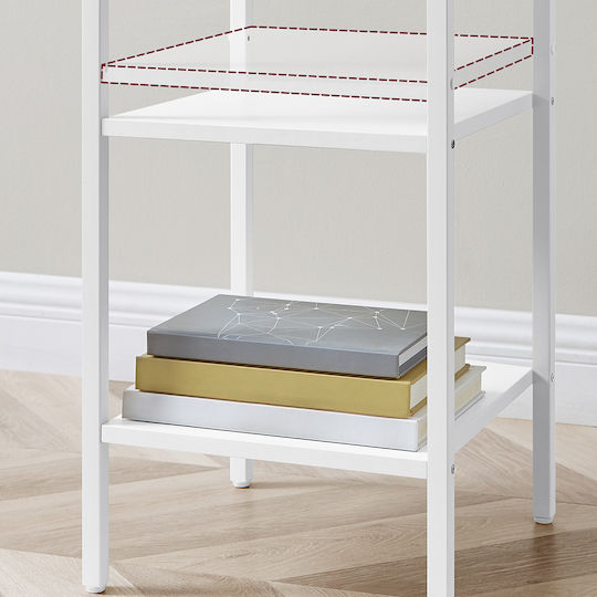 Wooden Bedside Table with Metal Legs White 35x35x70cm