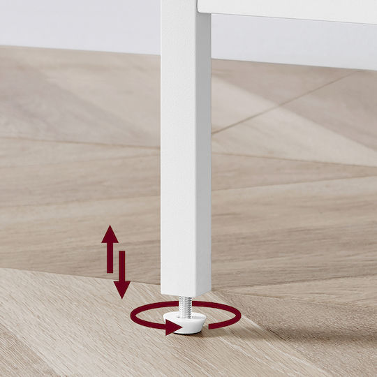 Wooden Bedside Table with Metal Legs White 35x35x70cm