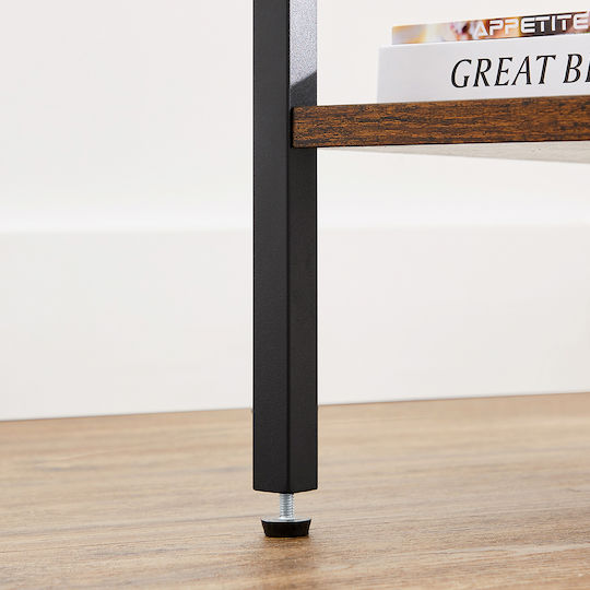 Wooden Bedside Table with Metallic Legs Brown 35x35x70cm